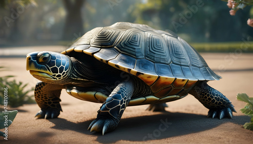 A guardian turtle with an ornate shell, each segment a different color