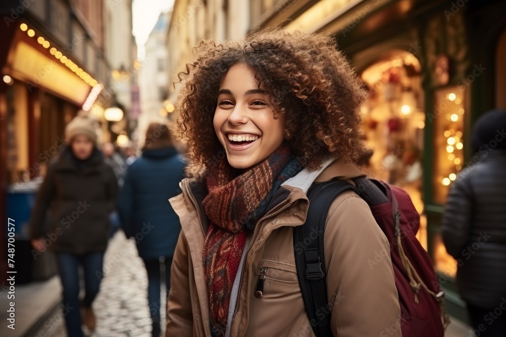 Diverse group of young friends or students traveling together, exploring city with guide map in hand Diverse group of young friends or students traveling together, exploring city with guide map in hand
