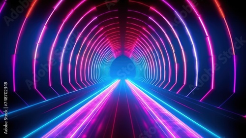 A tunnel with a blue-red glow.