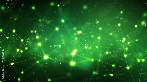 A green abstract background with rays of light from the Internet.