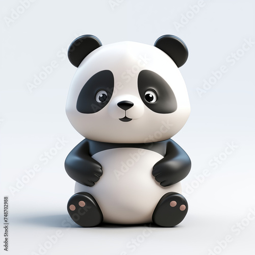 3D Render of an Adorable Animated Panda Character