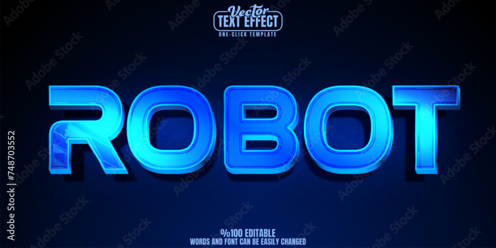 Robot editable text effect, customizable technology ai and future 3D font style