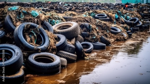 A lot of waste from used car tires is a concern for the environment. AI generative