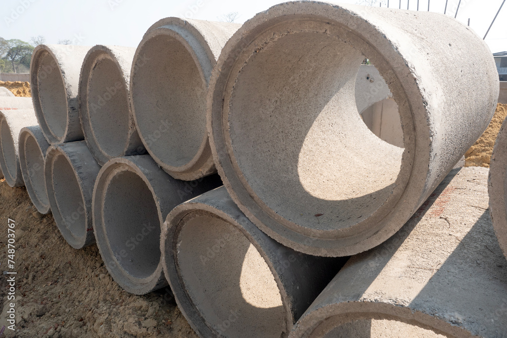 Concrete tube for Construction in nature background. Concrete tube for Construction in nature background.