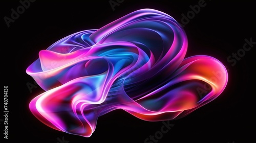dynamic colorful abstract fluid motion with holographic iridescent neon curved wave on black background, creating modern digital covers, wallpapers, and banners with vibrant gradient design