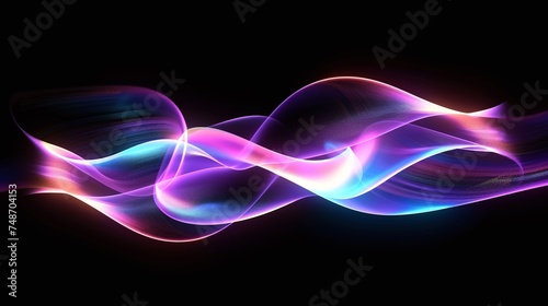 abstract fluid 3d render holographic iridescent neon curved wave in motion on dark background, featuring vibrant gradient design element for banners, wallpapers, covers, and digital art