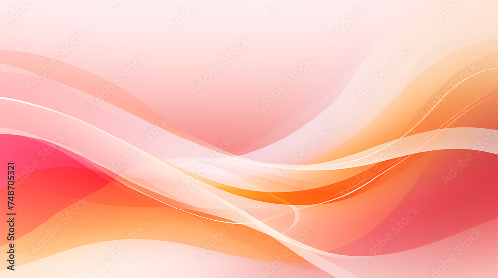 Fototapeta premium Abstract hot pink orange waves design with smooth curves and soft shadows on clean modern background. Fluid gradient motion of dynamic lines on minimal backdrop, simple abstract wallpaper 