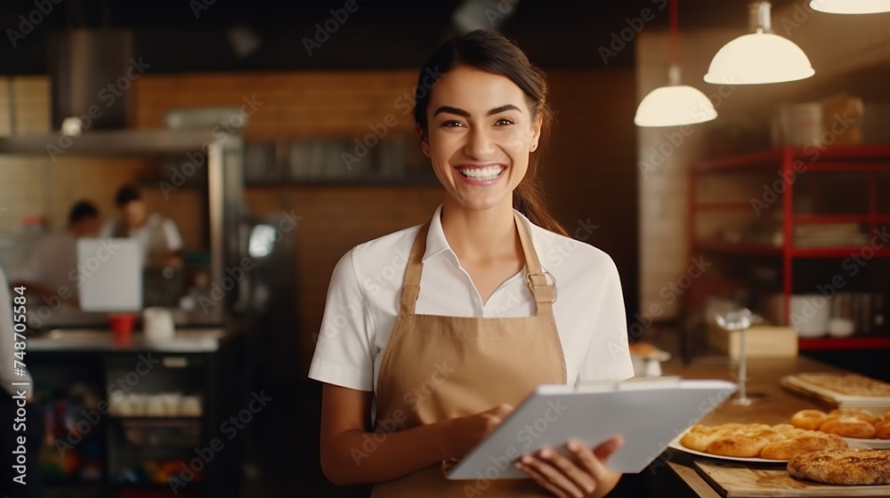 Half length portrait of prosperous manager of local bakery Half length portrait of prosperous manager of local bakery