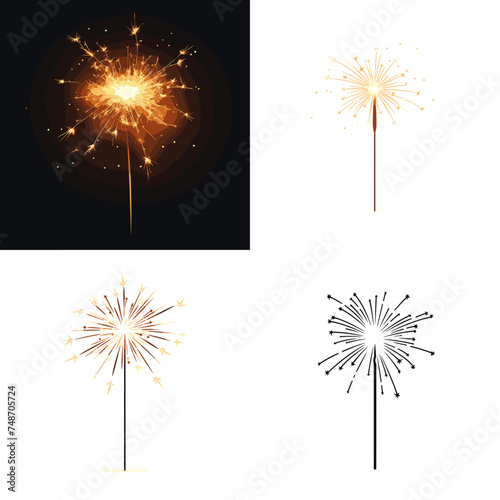 Sparkler (Burning Sparkler). simple minimalist isolated in white background vector illustration