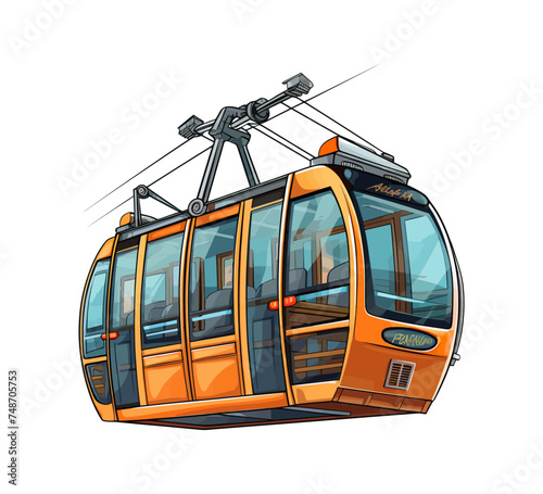 Cartoon Cable Car. Vector Illustration