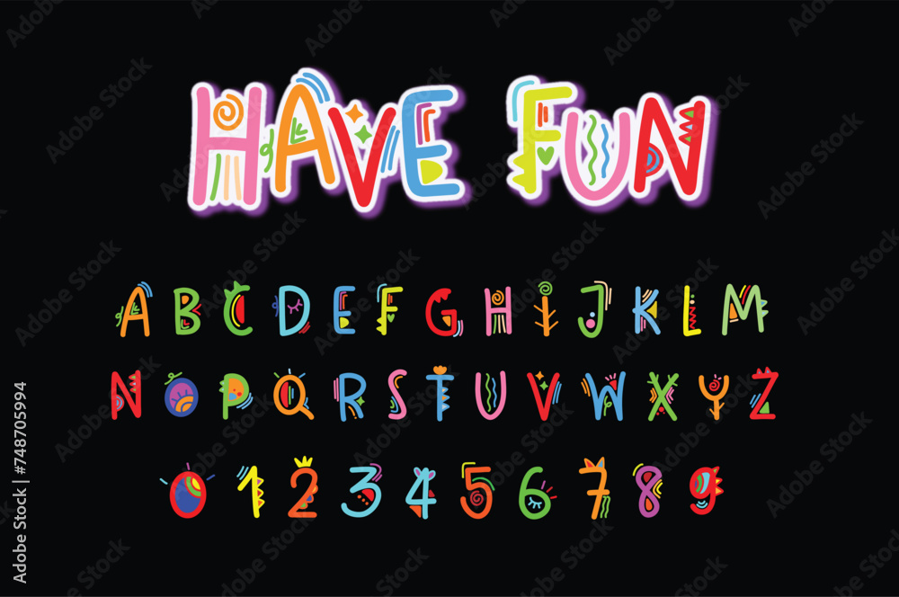 Have fun doddle handwritten Style font design, Alphabet letters ...