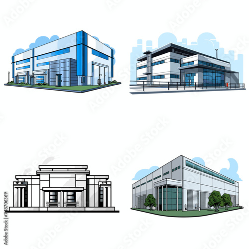 Data Center Building (Illustration of a Data Center). simple minimalist isolated in white background vector illustration