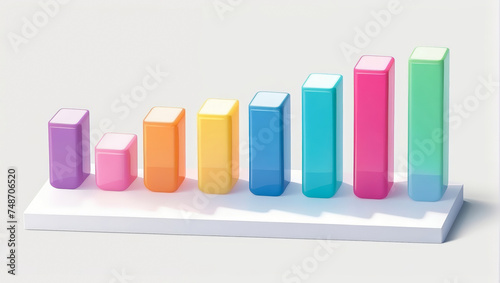 Data Visualization  Vector 3D Column Charts on White Background