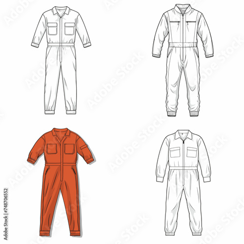 Jumpsuit (One-Piece Jumpsuit). simple minimalist isolated in white background vector illustration