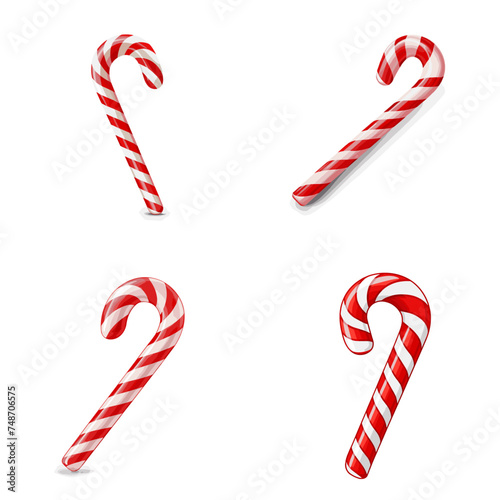 Candy Cane (Twisted Peppermint Stick). simple minimalist isolated in white background vector illustration