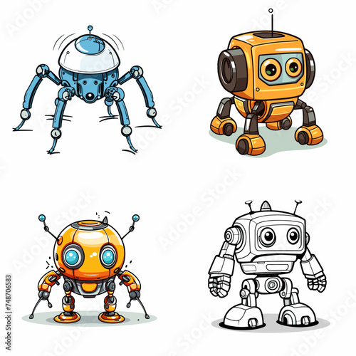 Nano Robot (Microscopic Nanobot). simple minimalist isolated in white background vector illustration