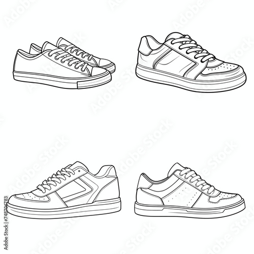 Sneakers (Casual Sneaker Shoes). simple minimalist isolated in white background vector illustration