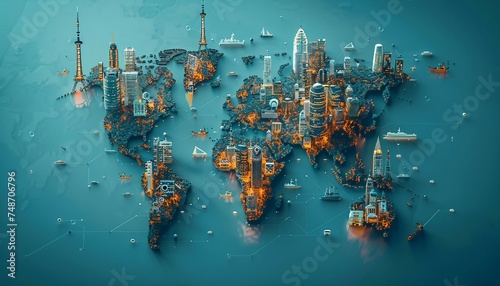 Multinational Corporation Operations, multinational corporation operations with an image showing corporate headquarters, AI photo