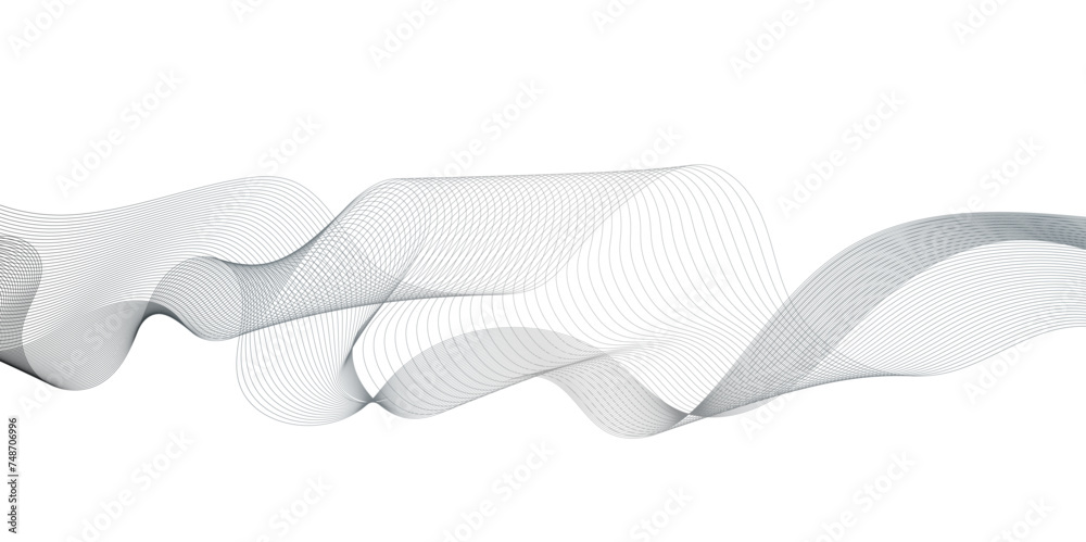 Abstract grey, white smooth element swoosh speed wave modern stream transparent background. Abstract wave line for banner, template, wallpaper background with wave design. Vector illustration