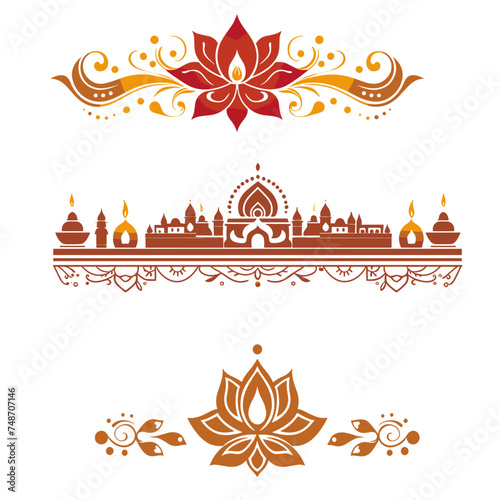 Diwali Banner (Festive Decorative Banner). simple minimalist isolated in white background vector illustration