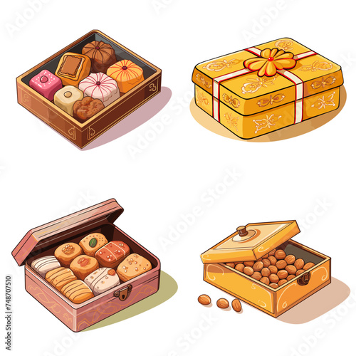 Mithai Box (Gift Box of Indian Sweets). simple minimalist isolated in white background vector illustration