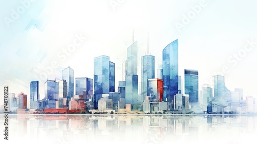 Modern Cityscape Panorama: Skyline of Skyscrapers and Architecture in the Background of City Landscape