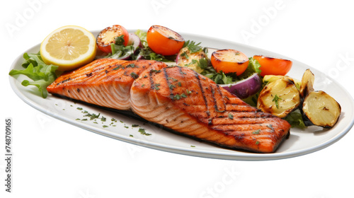 Delicious Grilled Salmon Fillet on transparent background
