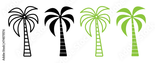 Seashore Palmetto Line Icon. Coastal Flora Icon in Outline and Solid Flat Style.