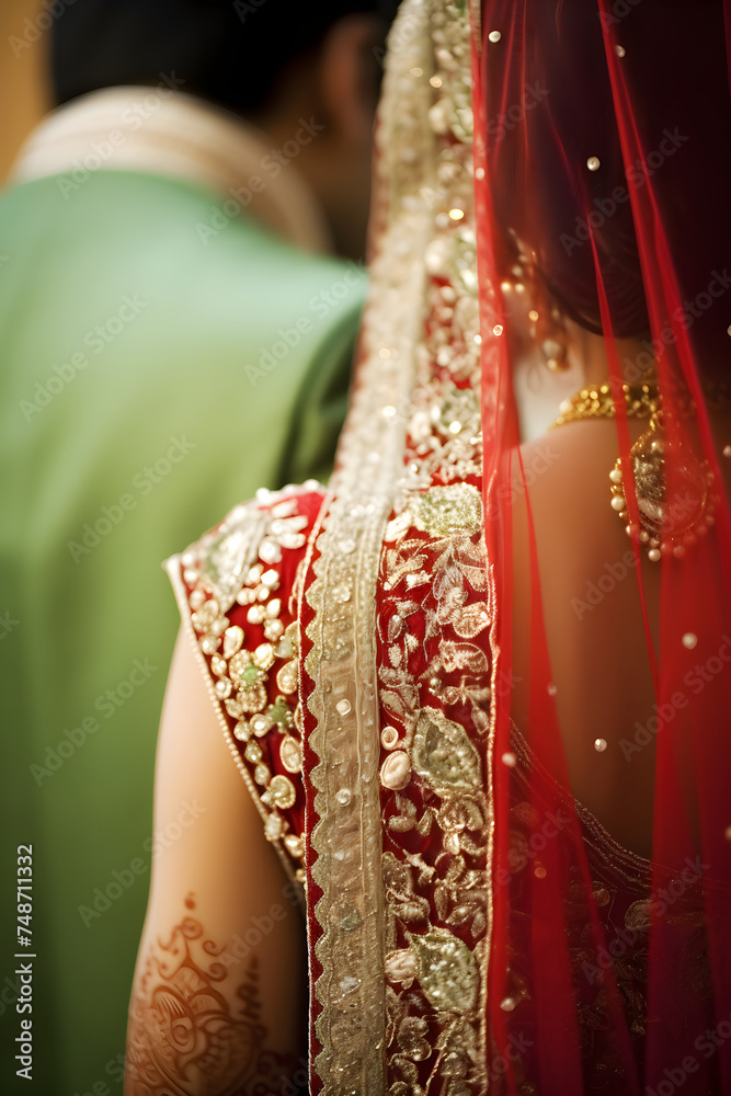 Vibrant and Dynamic Snapshot of Traditional Asian Wedding Celebrations - Bride, Groom and Ambiance