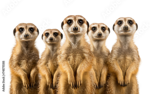 Curious Meerkat Gathering on white background