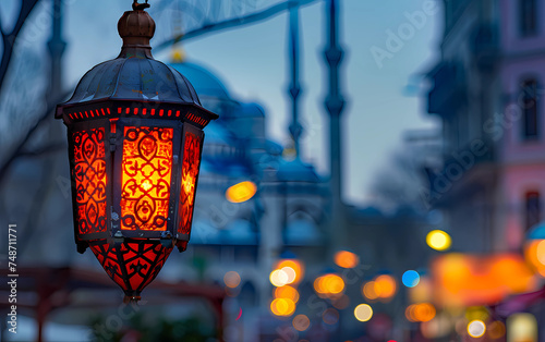 lantern with blue mosque