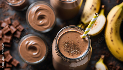 A chocolate banana protein smoothie, satisfying your sweet cravings