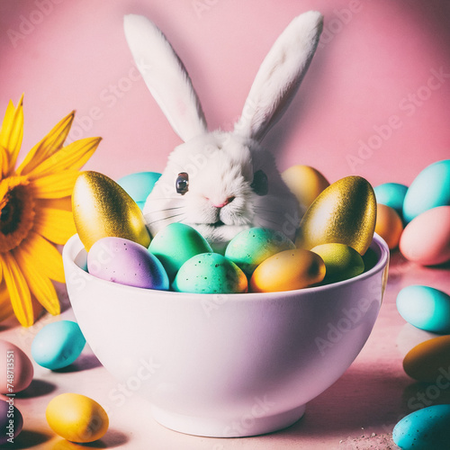 easter bunny and easter eggs