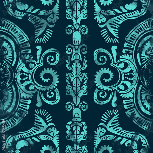 Vector Floral Seamless Pattern with Vintage Indian and Persian Swirl for Wallpaper, Textile and Decor.