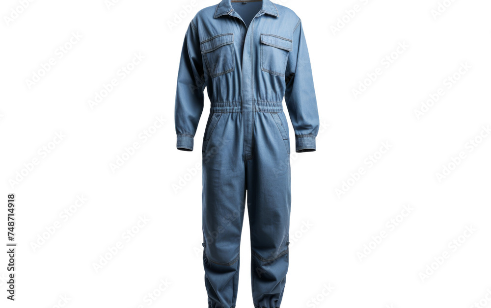 Laid-back Denim Jumpsuit Chic on white background Laid-back Denim Jumpsuit Chic on white background