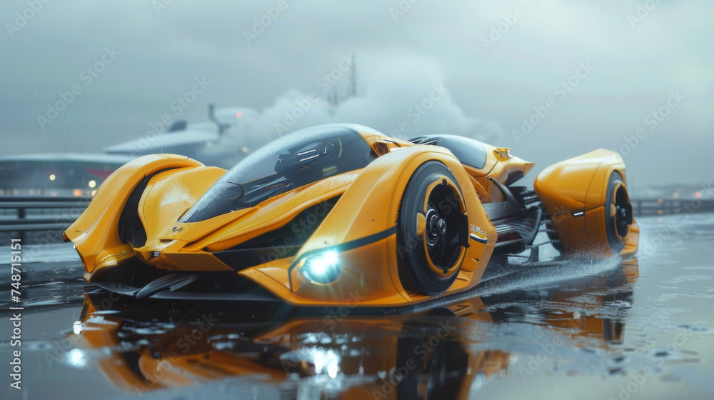 Super slick futuristic modern hyper-racer vehicle. Super slick futuristic modern hyper-racer vehicle.