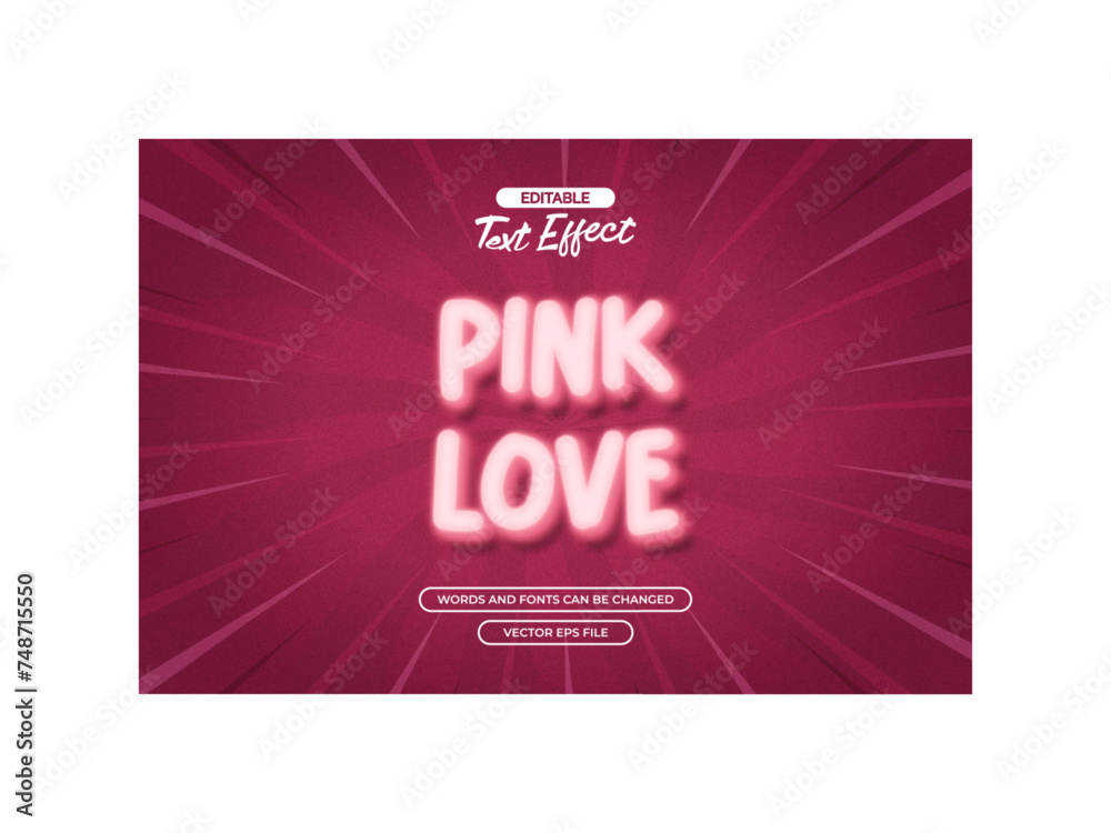 Fototapeta premium Pink love text effect