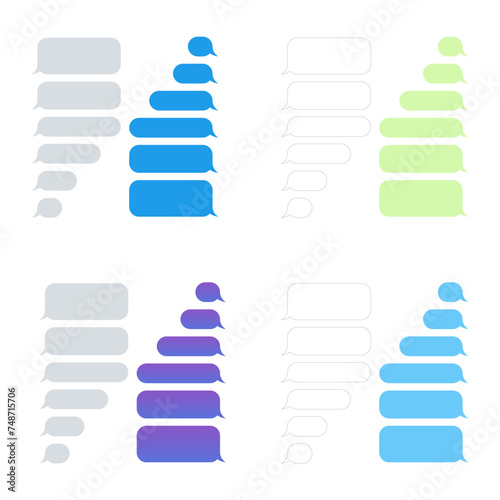 Message bubbles template for creating dialogues on white background. Text template bubbles. Mockup Web messenger interface. Speech bubbles for chat. Flat style vector illustration.