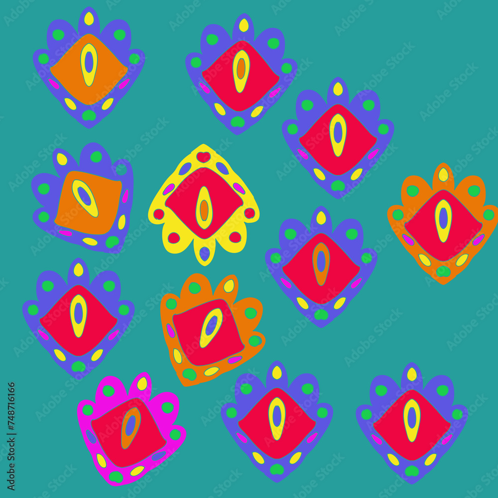 Design  colored  abstract shapes. Hand drawn.