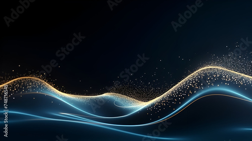 Multicolour geometric wave with particles concept. Modern abstract wallpaper background design, abstract background with glowing particles, wave lines and bokeh 