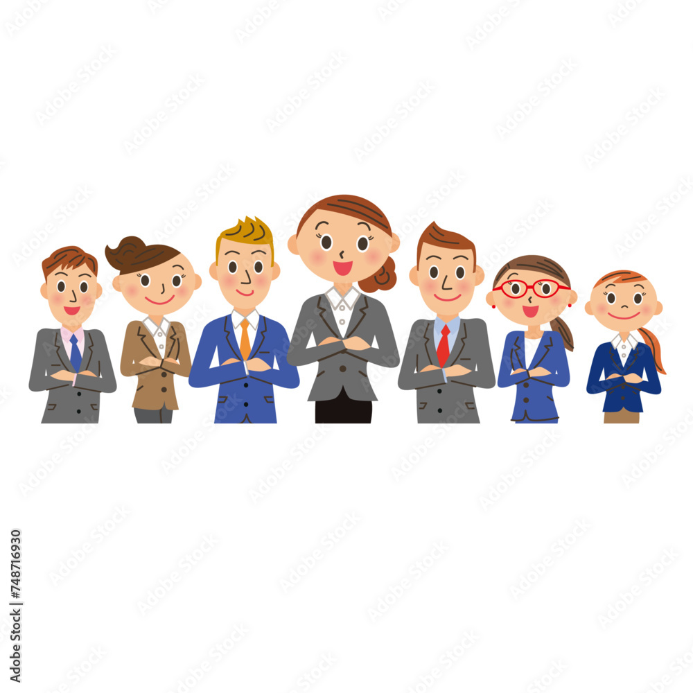 女性実業家を中心に会社員が集合 女性実業家を中心に会社員が集合