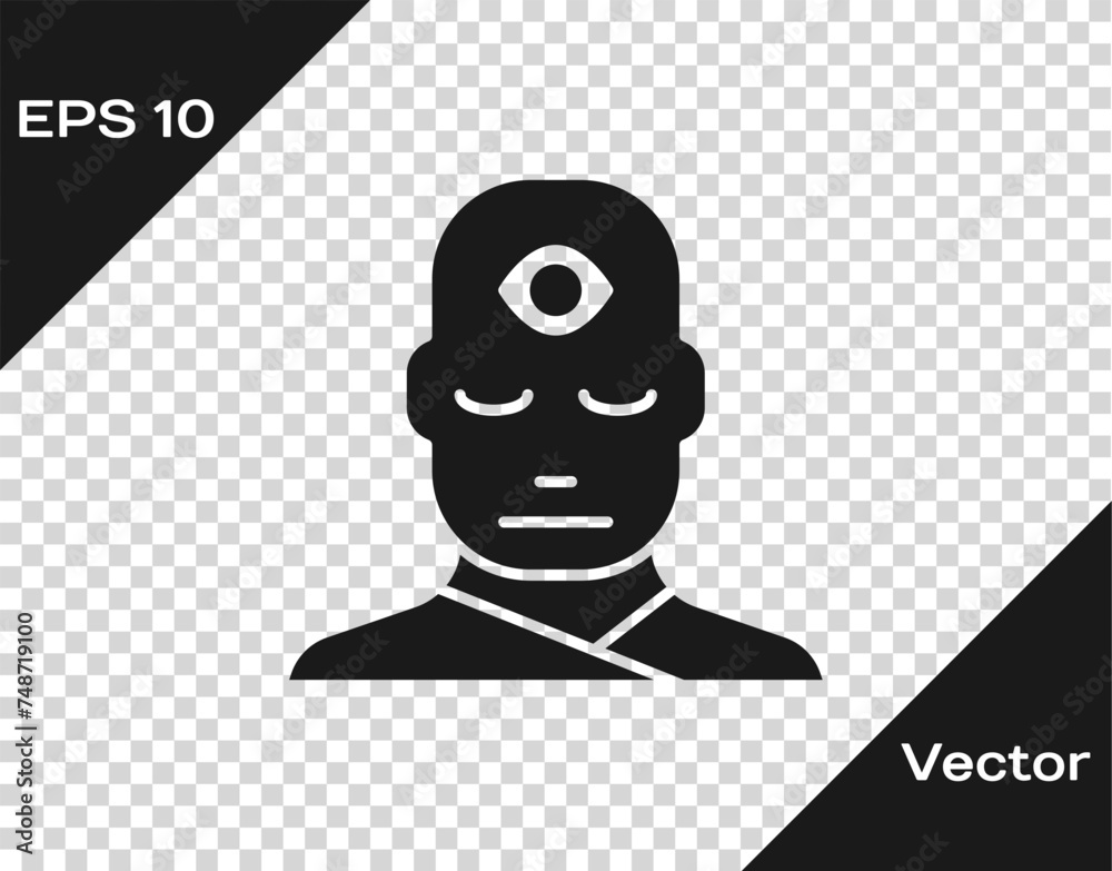 Black Man with third eye icon isolated on transparent background. The concept of meditation, vision of energy, aura. Vector Illustration Black Man with third eye icon isolated on transparent background. The concept of meditation, vision of energy, aura. Vector Illustration