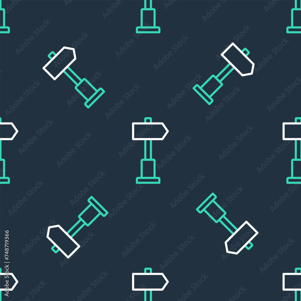 Line Road traffic sign. Signpost icon isolated seamless pattern on black background. Pointer symbol. Street information sign. Direction sign. Vector Line Road traffic sign. Signpost icon isolated seamless pattern on black background. Pointer symbol. Street information sign. Direction sign. Vector