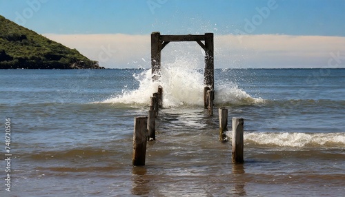 pier on the beach wallpaper Shukla, shutterstock, academic art, stockphoto, academic art, stock photo