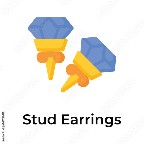 A piece of jewelry worn on the edge of the ear, icon of stud earrings in modern style