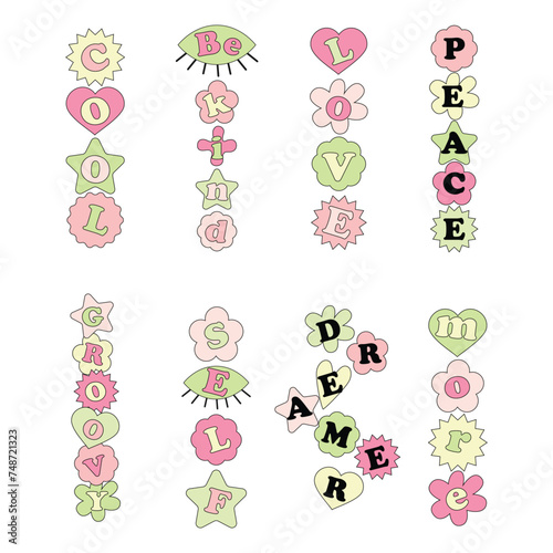 Retro quotes. Funny letters. Bright color. Vector EPS