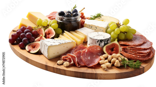 Stylish Cheese and Charcuterie Display on white background