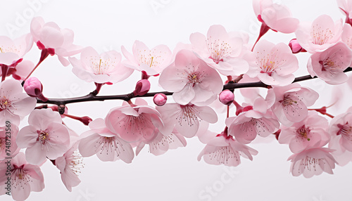 Wallpaper Mural branches of cherry blossoms on a white background.  Torontodigital.ca