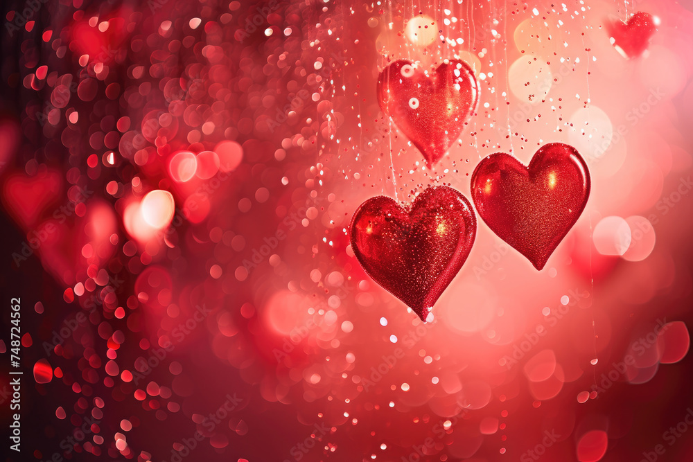 Valentine's Day Background in Radiant Red with Heart Elements. Valentine's Day Background in Radiant Red with Heart Elements.