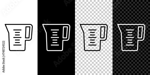 Set line Jug glass with water icon isolated on black and white background. Kettle for water. Glass decanter with drinking water. Vector photo